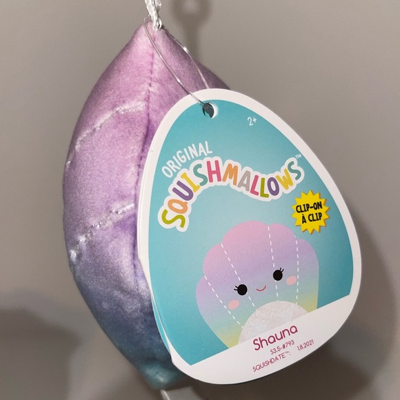 Squishmallows Shauna the Seashell Clip Stuffed Plush CLAIRE'S EXCLUSIVE - Picture 3 of 4